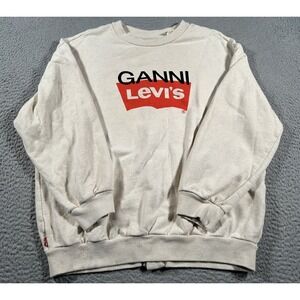 GANNI Cream Sweatshirt with Red Logo
